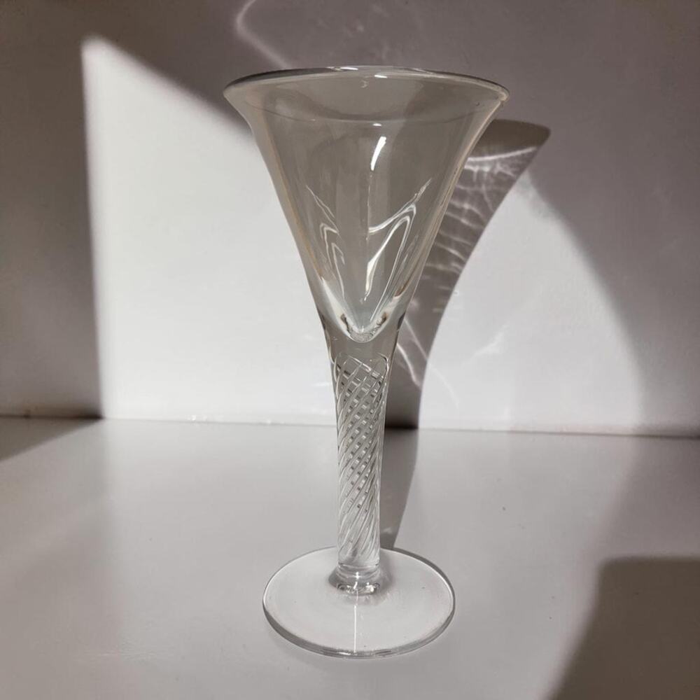 Vintage Crystal Trumpet Wine Martini Glass 8" Tall Large Georgian Cordial